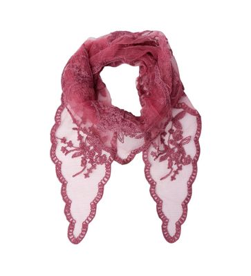 BLACK COLOUR BCMIRIANA triangle lace scarf wine