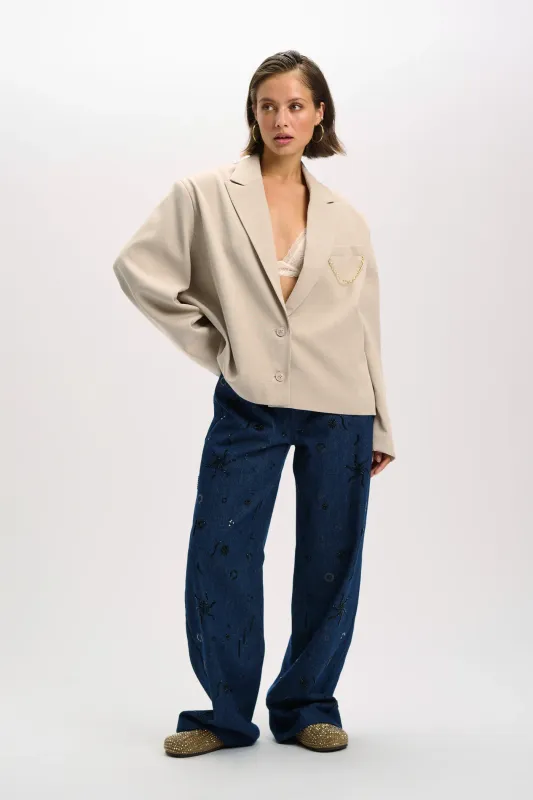 ladies woven oversized cropped blazer JACKIE