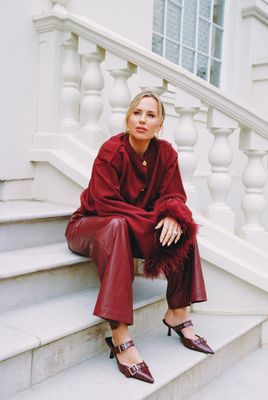 ladies knitted vest with furr sleeves MADY