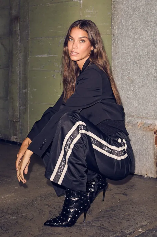 HAUTE L’AMITIÉ Baggy Lurex Logo Tall Track Pants