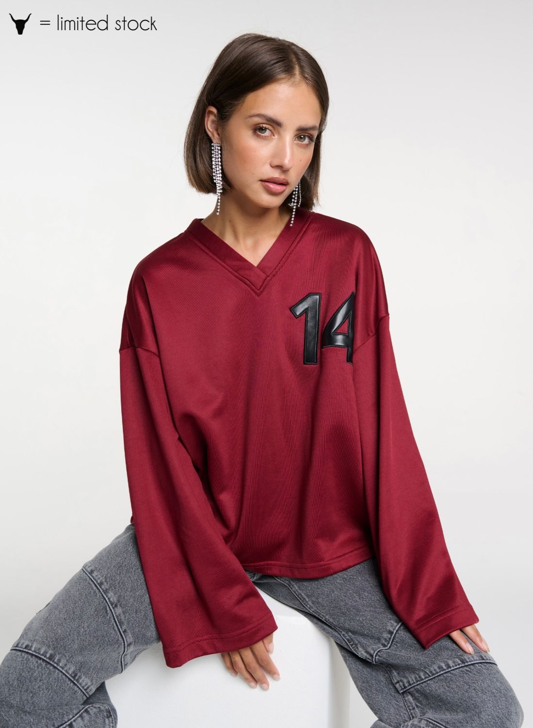 ALIX THE LABEL ladies knitted baseball sweater