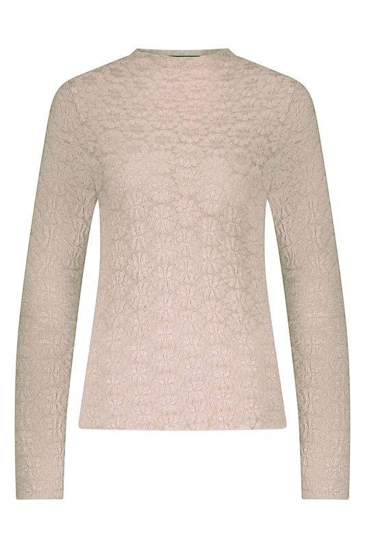 TRAMONTANA Brushed Stretch Lace Top STONE