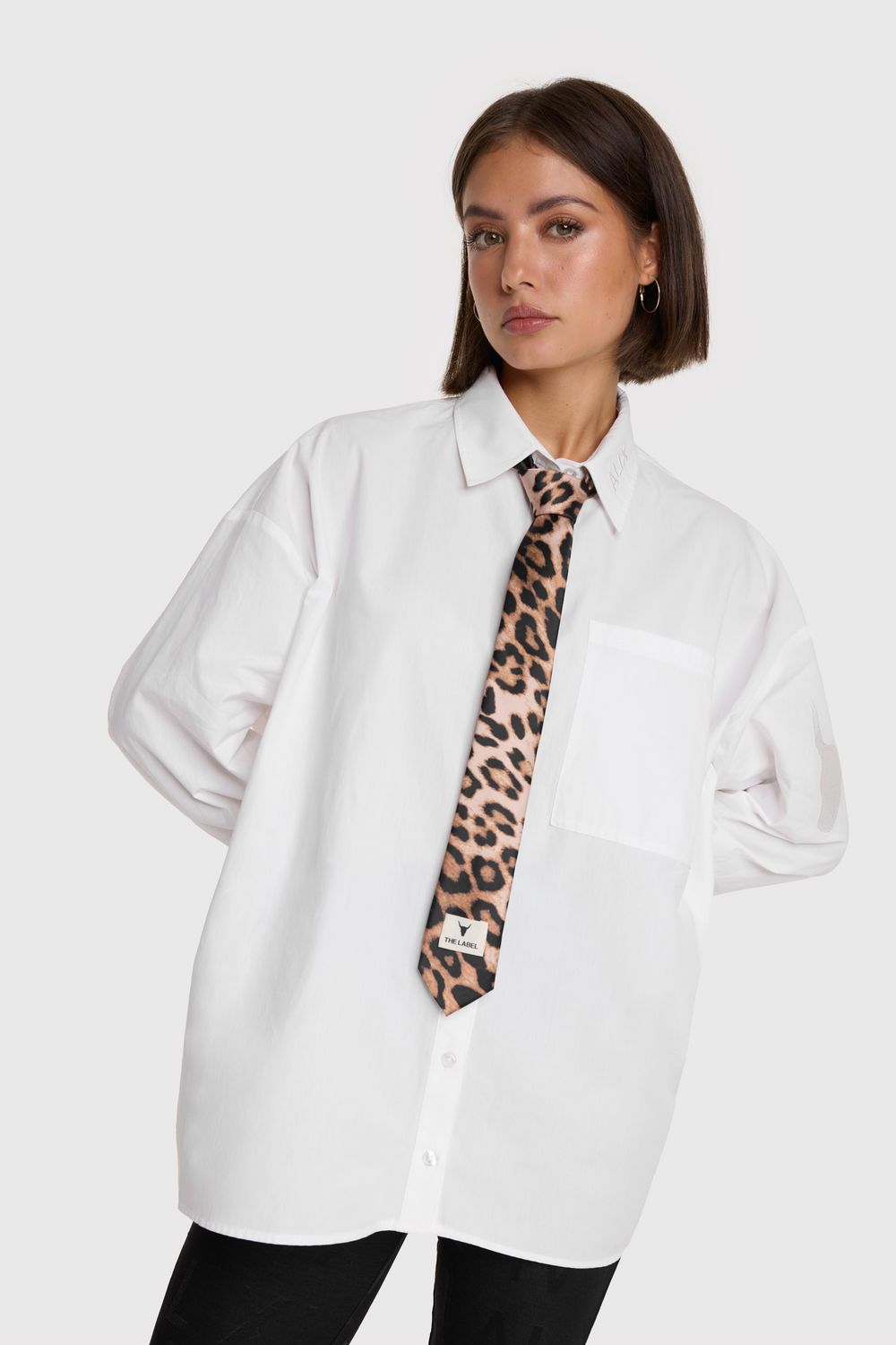 ALIX THE LABEL ladies woven leopard tie
