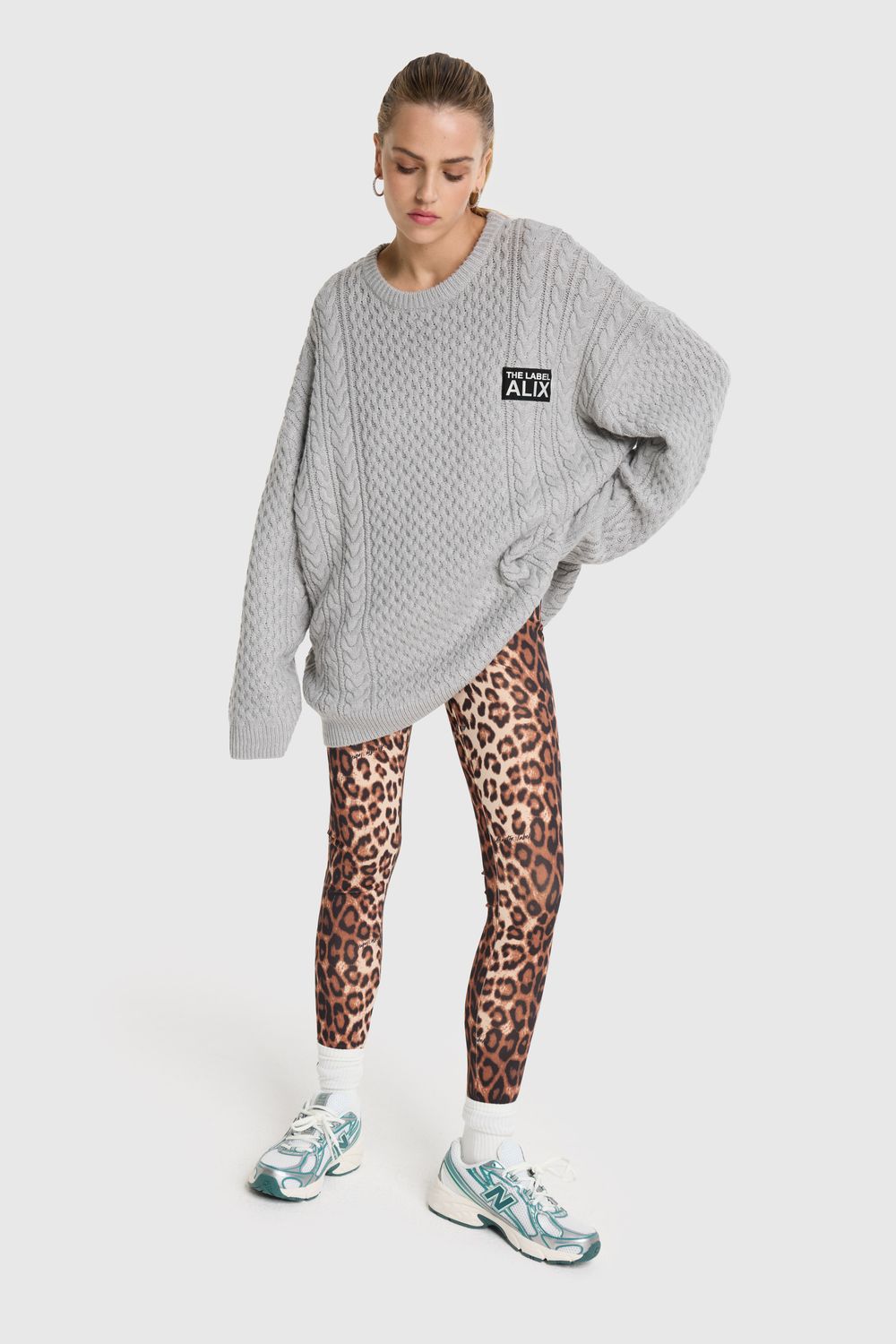 ALIX THE LABEL ladies knitted leopard legging