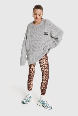 ALIX THE LABEL ladies knitted leopard legging