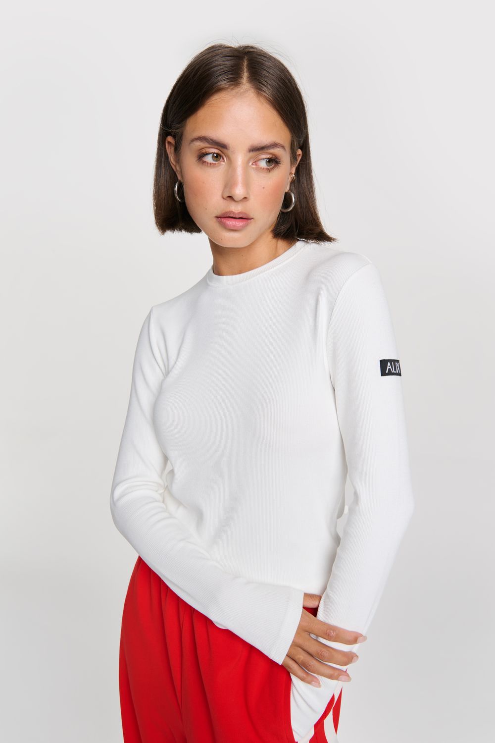 ALIX THE LABEL ladies knitted longsleeve top SOFT WHITE