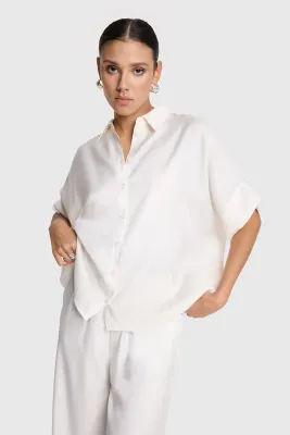 Alix ladies woven shine boxy blouse