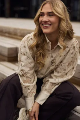 NUKUS Preston Blouse Embroidery Sand