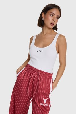 ALIX THE LABEL ladies knitted rib tanktop Soft white