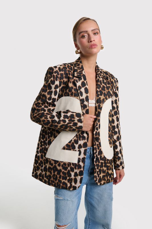 ALIX THE LABEL ladies woven big 2014 animal blazer