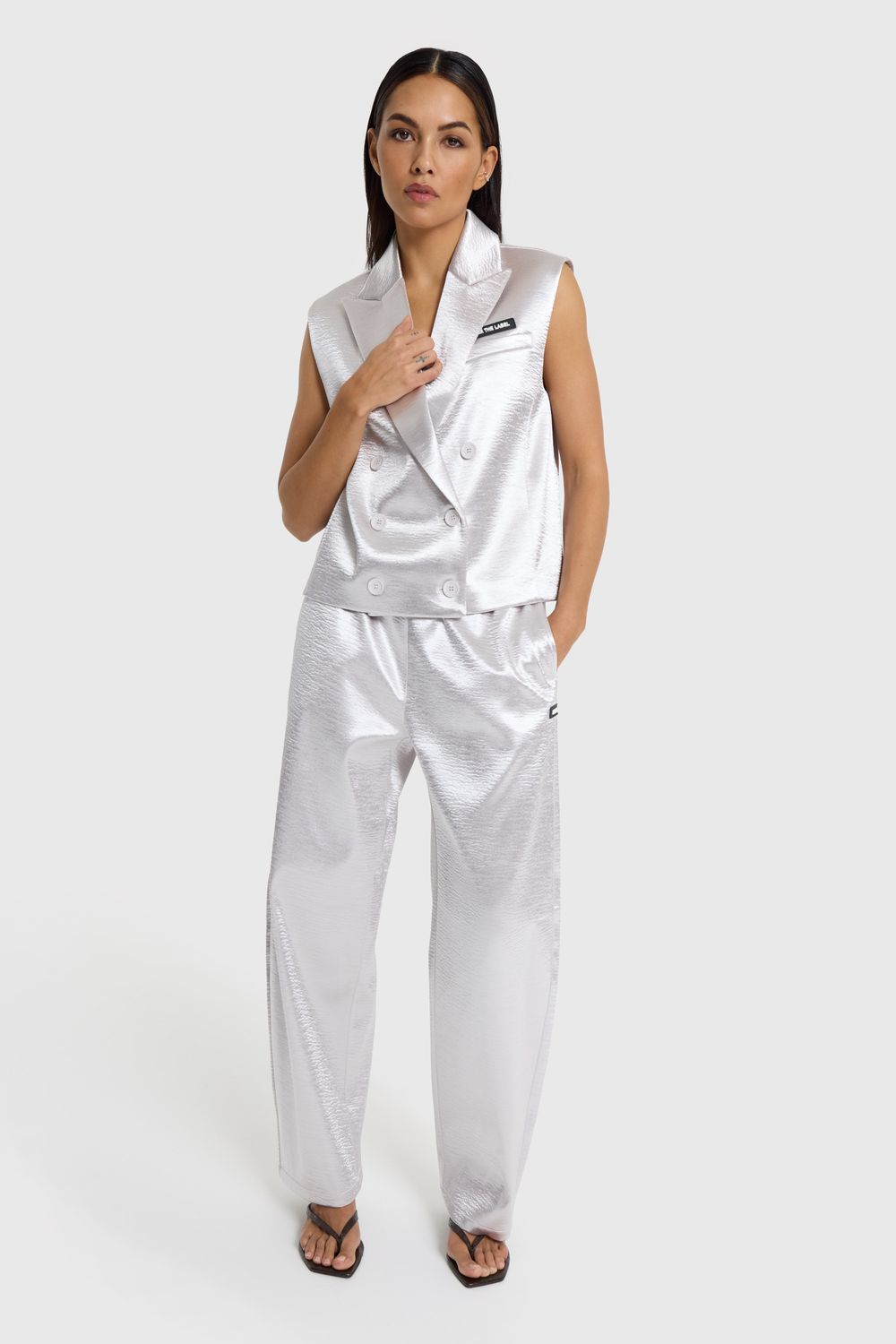 ALIX THE LABEL ladies woven shiny pants