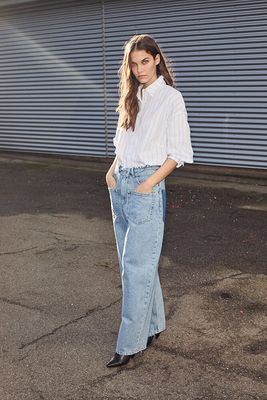 HAUTE L’AMITIÉ Flip Waist Pocket Tall Jeans Bleached Denim HL10237