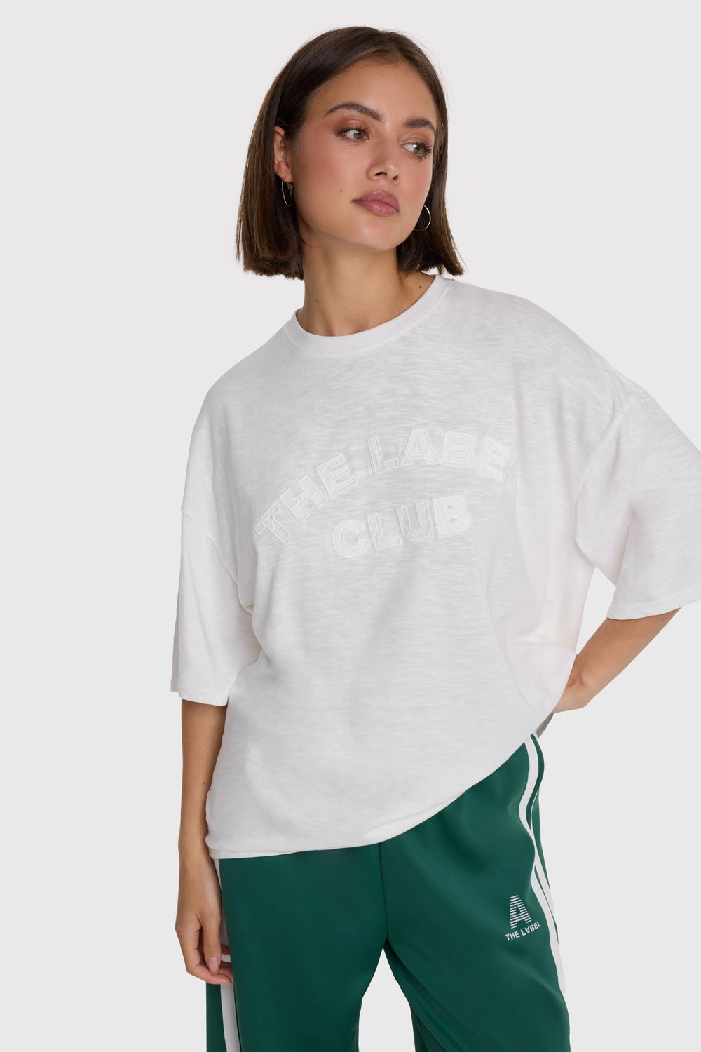 ALIX THE LABEL ladies knitted slub t-shirt 2603883611 Soft white