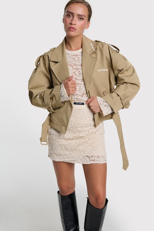 ALIX THE LABEL ladies woven short alix trench coat 2603412537 Camel