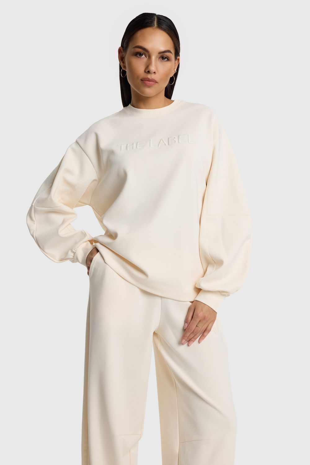 ALIX THE LABEL ladies knitted balloon sleeve sweater 2603876591 Cream