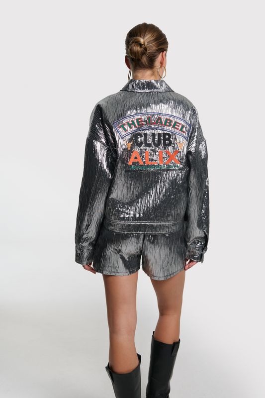 ALIX THE LABEL ladies woven silver artwork jacket 2603457559