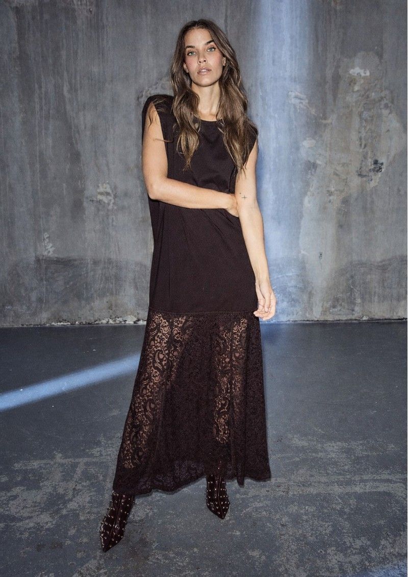 HAUTE L’AMITIÉ Summer Lace Tee Dress Mocca