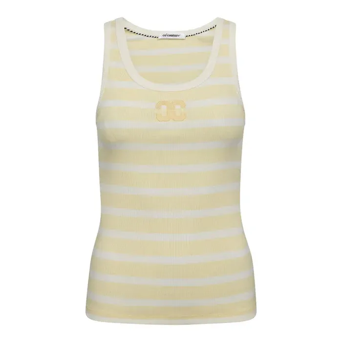 CO’COUTURE GrannyCC Rib Emb. Tank Top OffWhite/Pastel Yellow