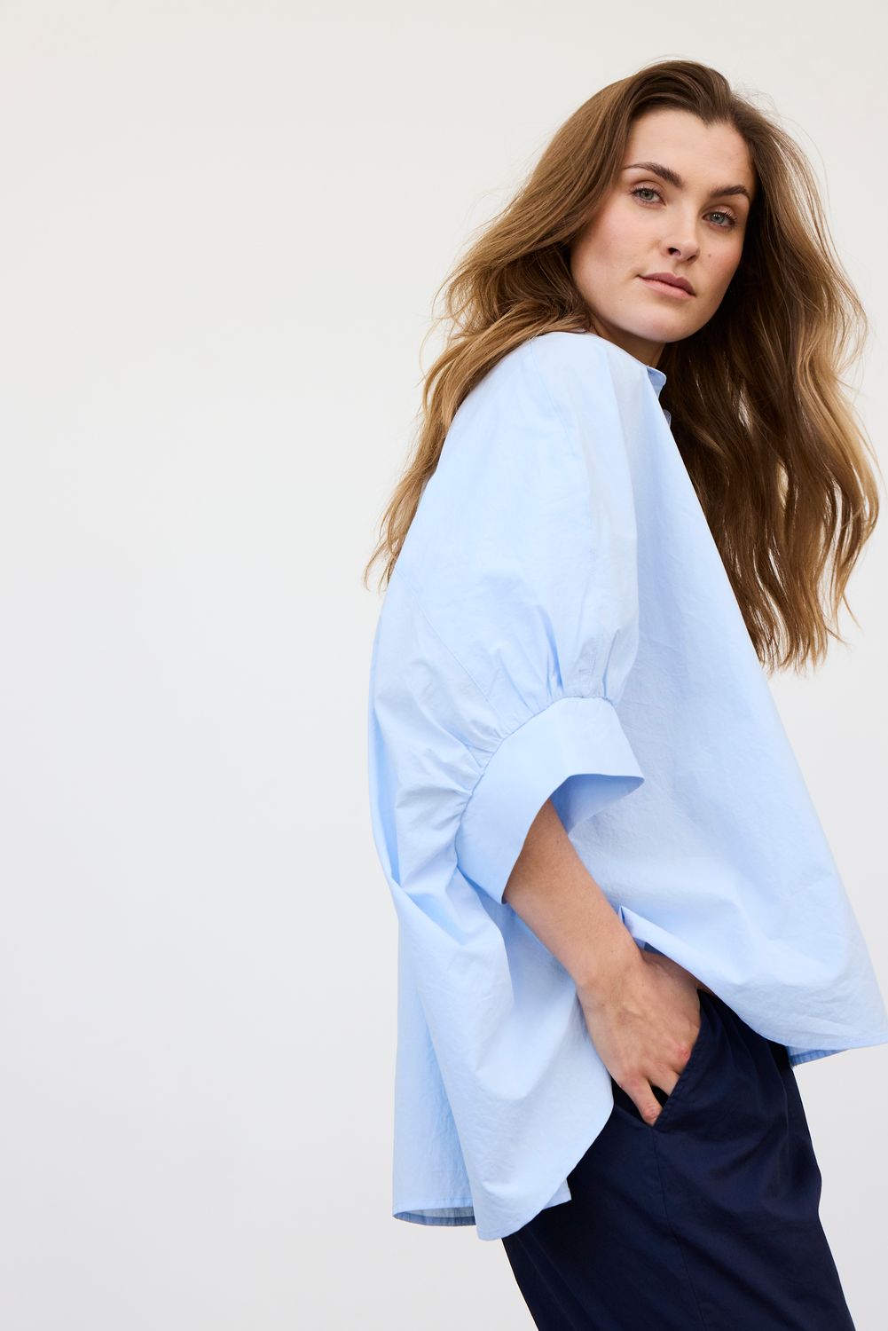TOODAY TDAnabel Oversize Shirt OFFWHITE OF BLUE CHAMBRAY
