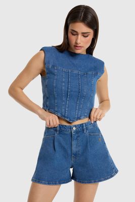 ALIX THE LABEL DENIM CORSET TOP
