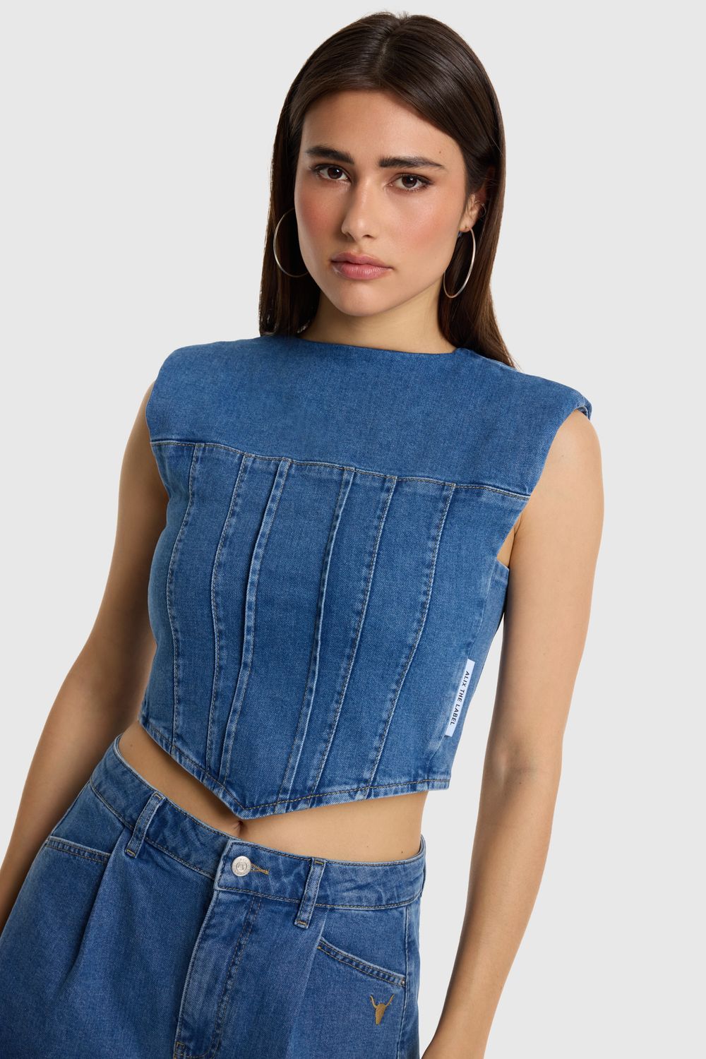 ALIX THE LABEL DENIM CORSET TOP