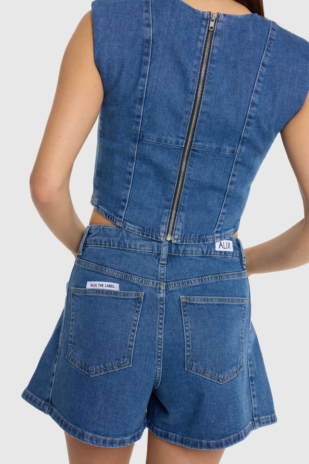 ALIX THE LABEL DENIM SHORTS