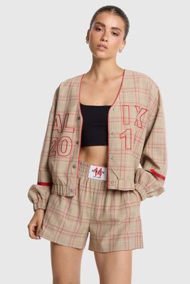ALIX THE LABEL SPORTY CHECK BOMBER