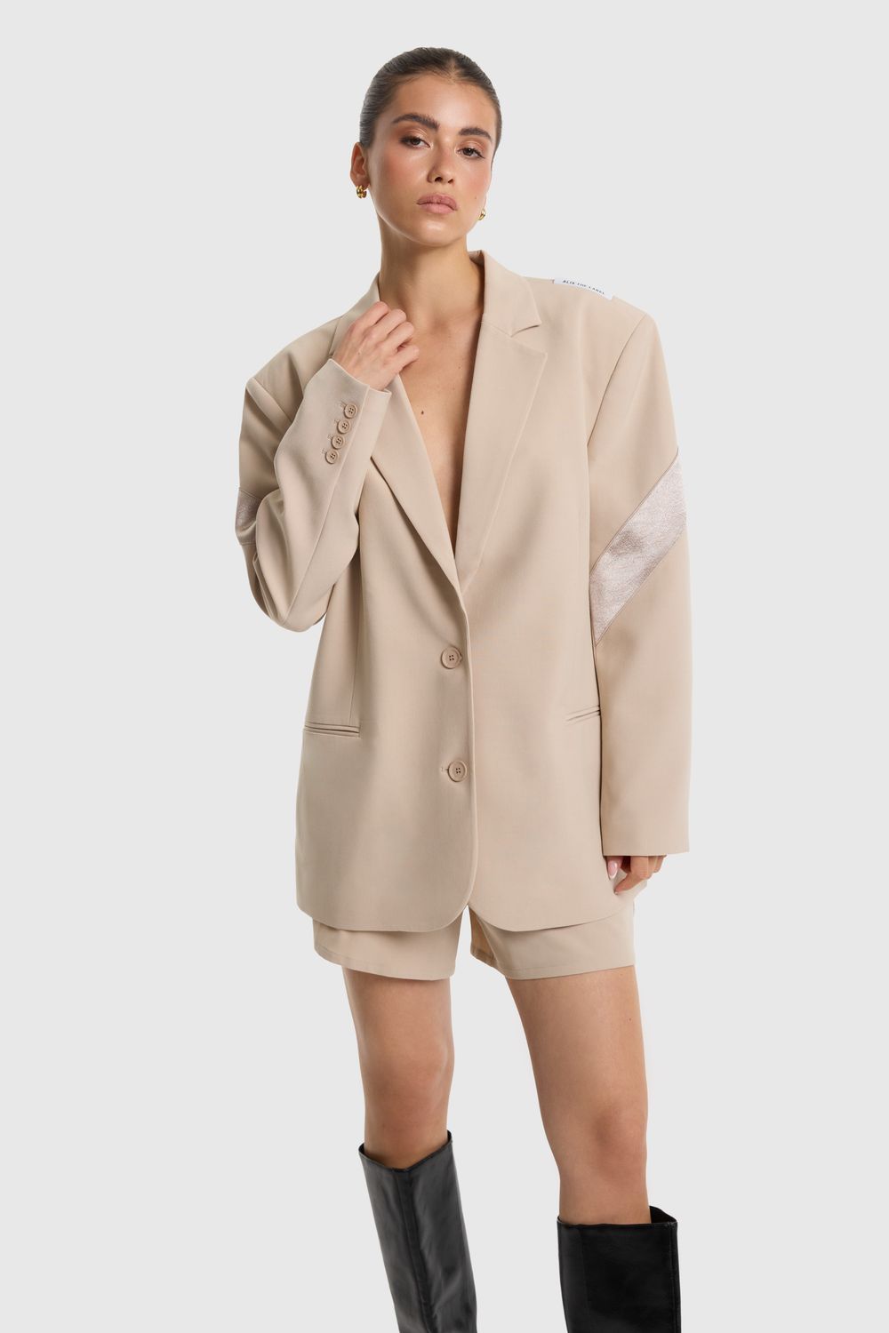 ALIX THE LABEL SHINY PANEL BLAZER