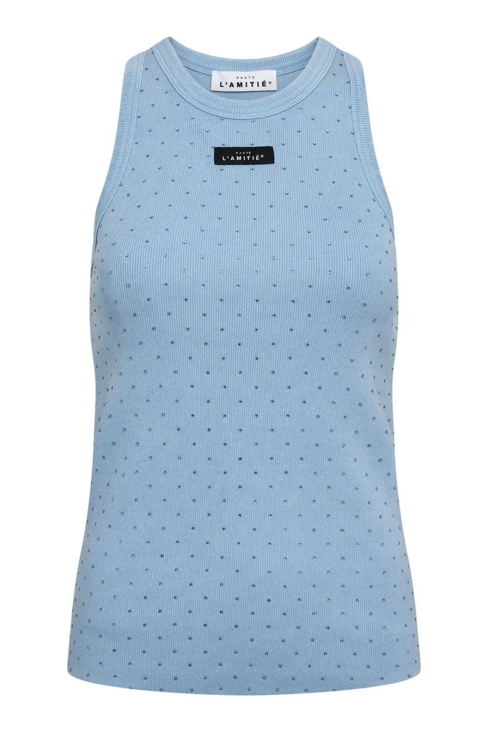 HAUTE L’AMITIÉ Rib Badge Acid Stone Tank Pale Blue Acid Wash