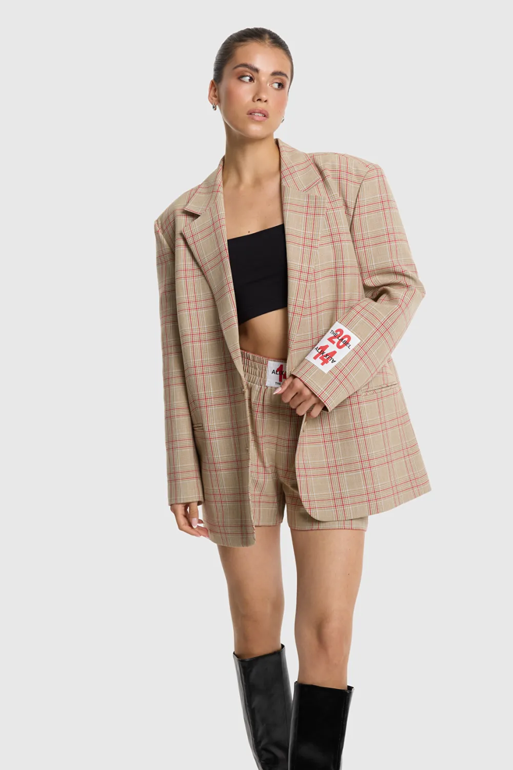 ALIX THE LABEL OVERSIZED CHECK BLAZER