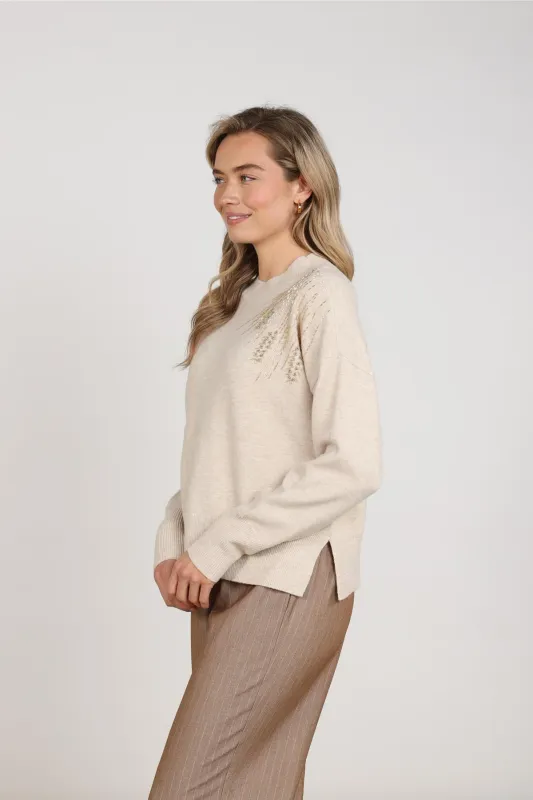 NUKUS Meike Pullover Sand Melange