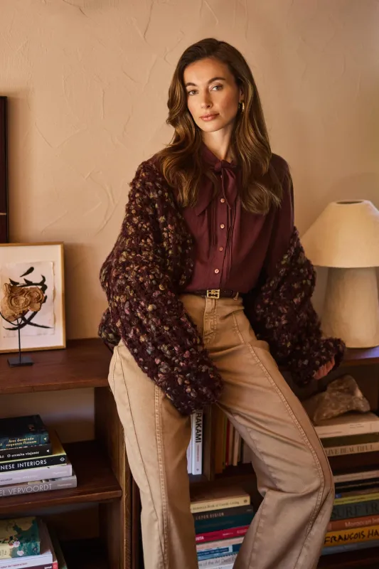 NUKUS Lynn Cardigan Cherry