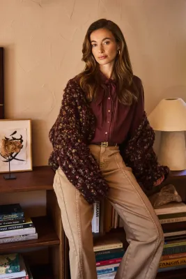 NUKUS Lynn Cardigan Cherry
