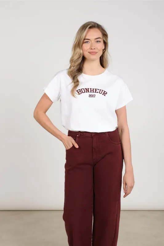 NUKUS Senna T-shirt Offwhite/Cherry