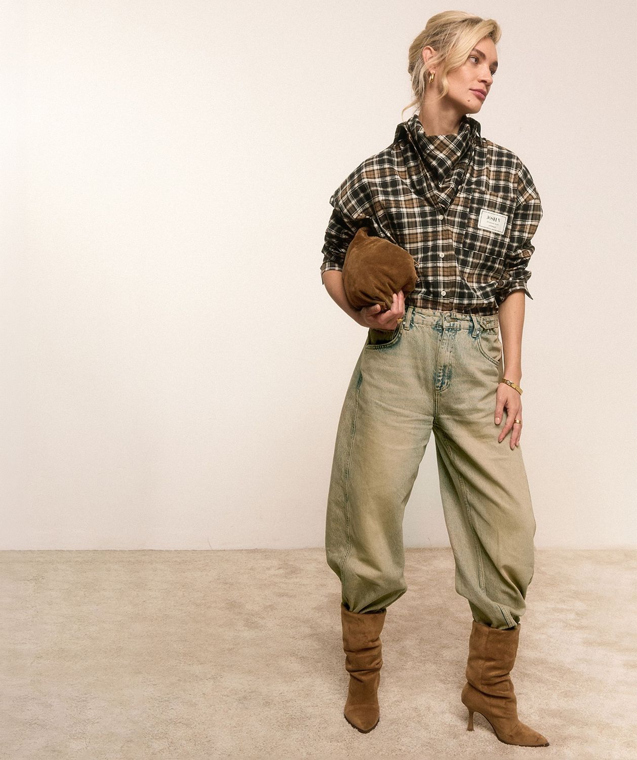 JOSH V JV-BELLIS oversized blouse met check print