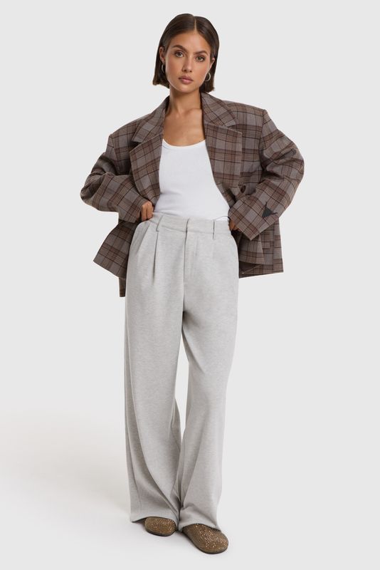 ALIX THE LABEL CROPPED CHECK BLAZER