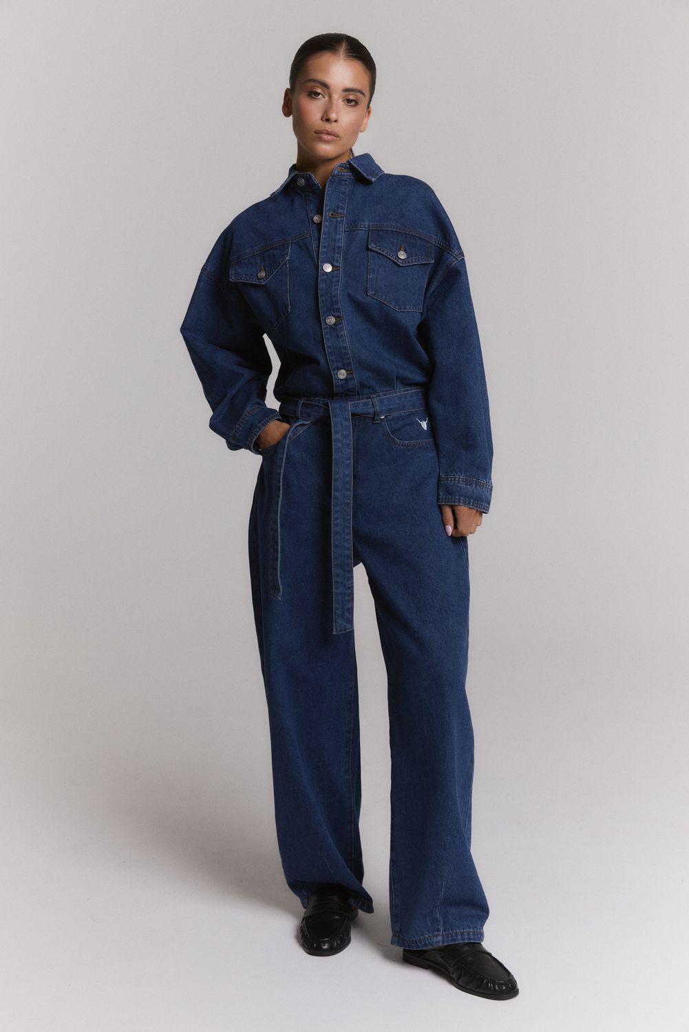 ALIX THE LABEL DENIM JUMPSUIT