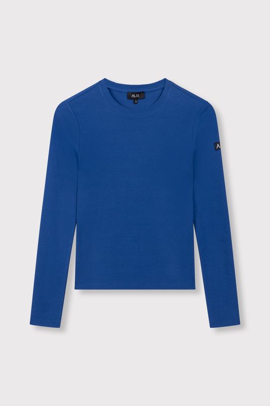ALIX THE LABEL RIB LONGSLEEVE TOP DARK BLUE