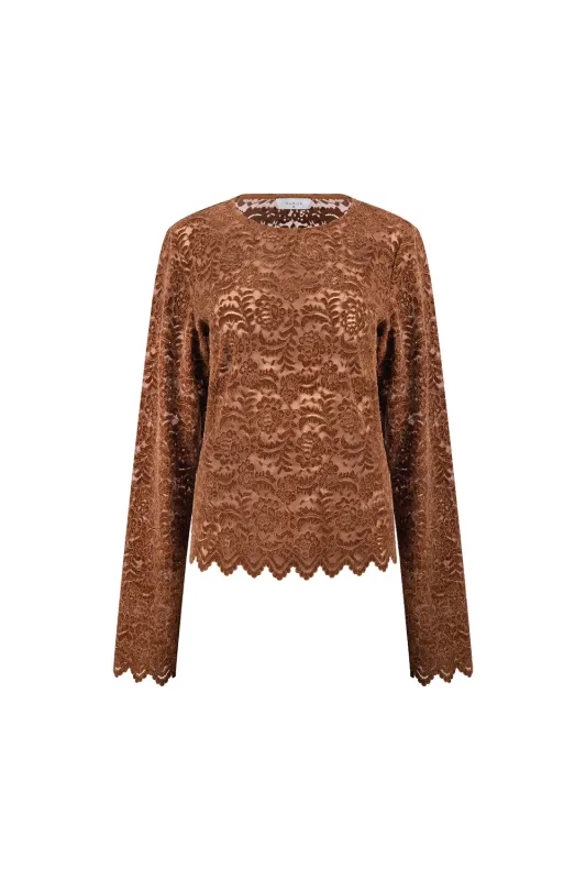 NUKUS Wies Top Lace Espresso