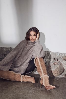 HAUTE L’AMITIÉ Darcia Rib Collar Knit WALNUT