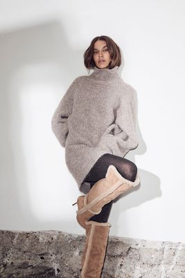 HAUTE L’AMITIÉ Darcia Rib Collar Knit WALNUT