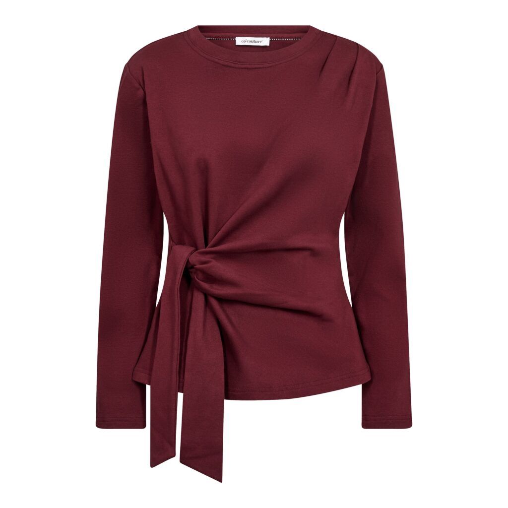 CO’COUTURE OrianeCC LS Pleat Tie Tee Wine Red