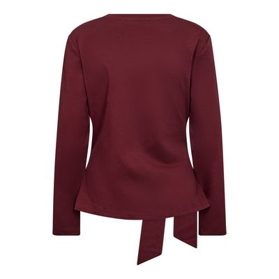 CO’COUTURE OrianeCC LS Pleat Tie Tee Wine Red