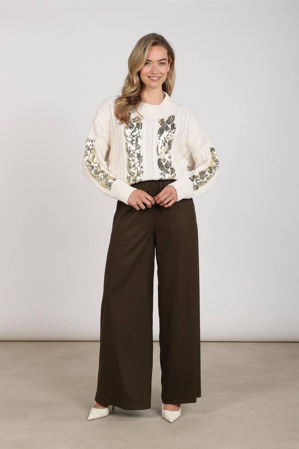 NUKUS Megan Pullover Paillet Offwhite