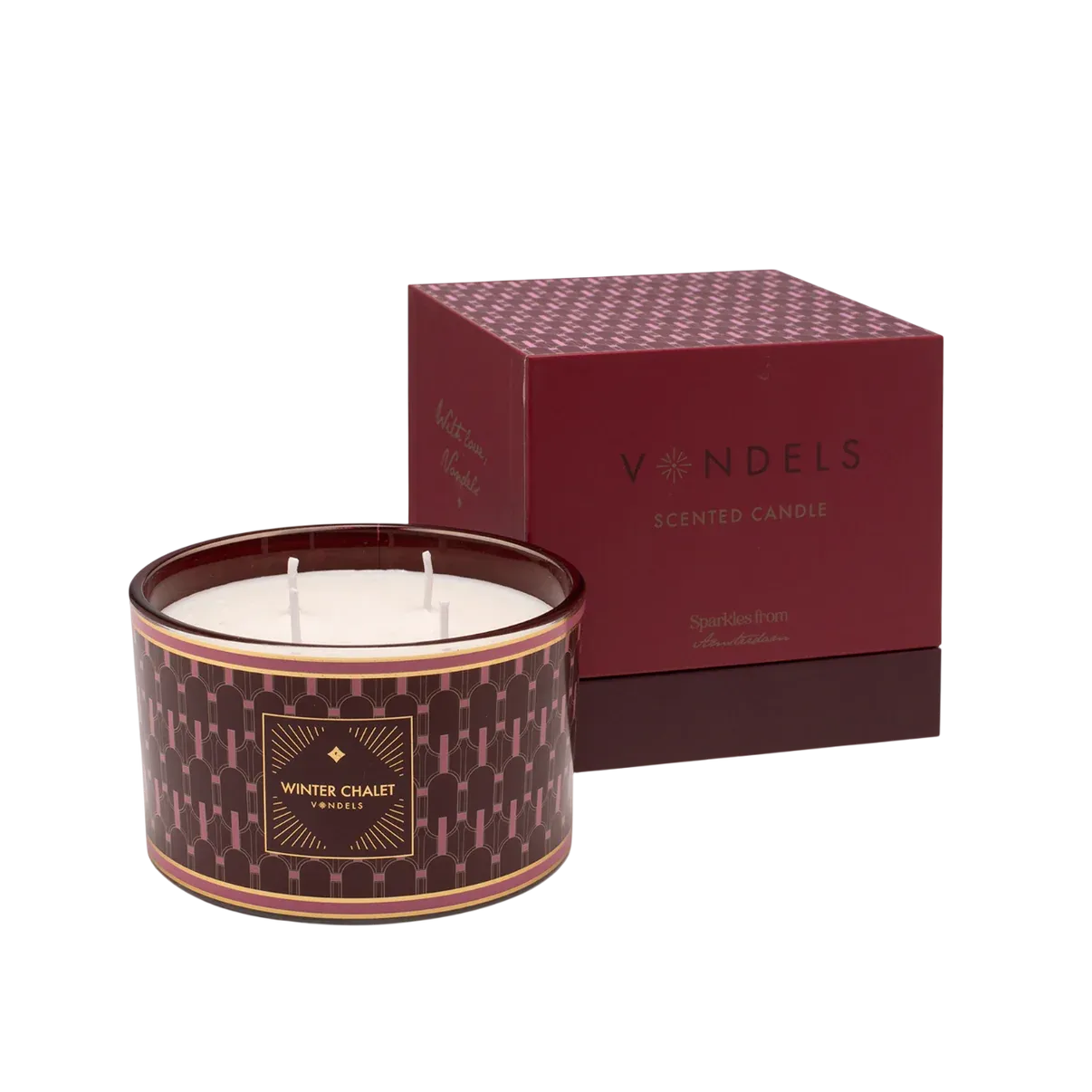 Scented candle winter chalet burgundy 450 gram w/box