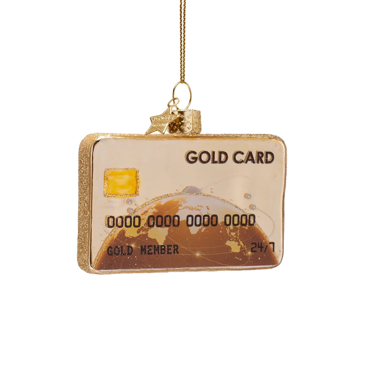Ornament glass gold credit card H6.5cm