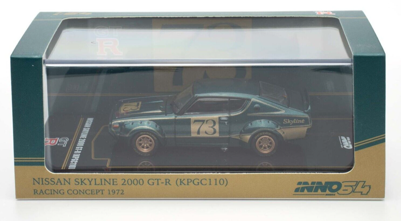Inno64 Nissan Skyline 2000 GT-R KPGC110 Racing Concept Green Inno64 Nissan Skyline 2000 GT-R KPGC110 Racing Concept Green