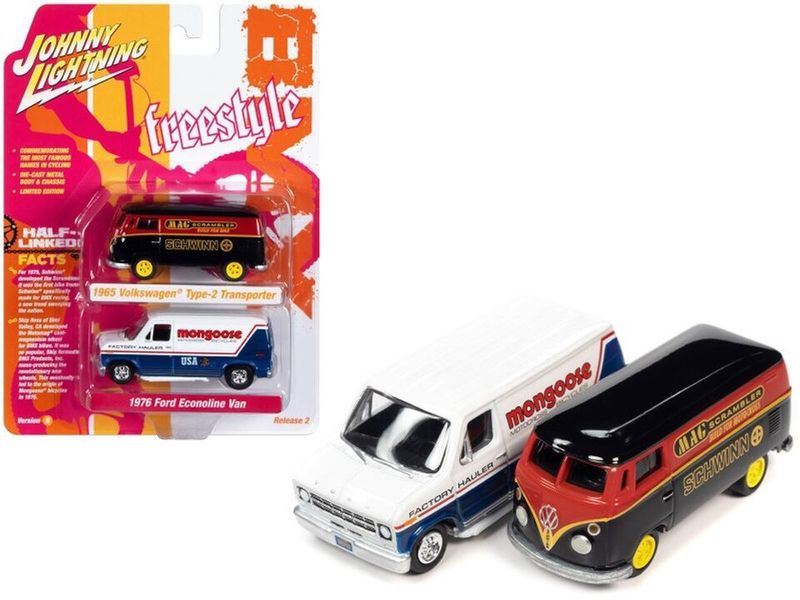 Johnny Lightning 1965 Volkswagen T2 Transporter / 1976 Ford Econoline Van #freestyle