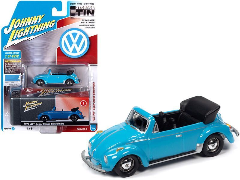 Johnny Lightning 1975 VW Super Beetle Convertible #Blue Johnny Lightning 1975 VW Super Beetle Convertible #Blue