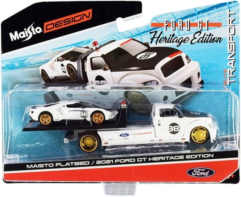 Maisto Flatbed / 2021 Ford GT Heritage Edition #White Maisto Flatbed / 2021 Ford GT Heritage Edition #White